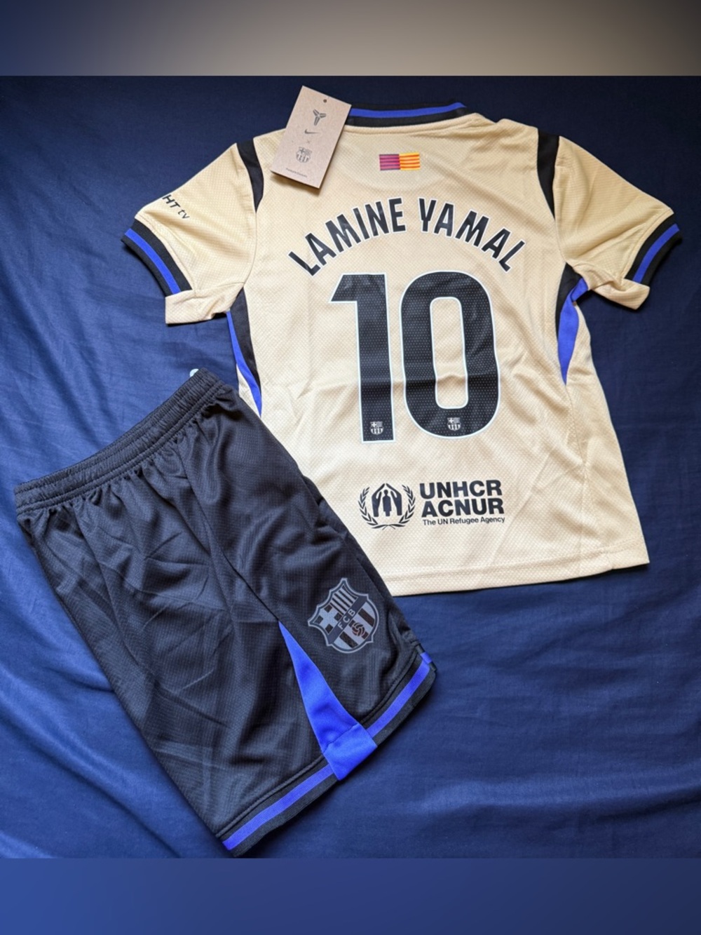 25/26 Barcelona Away jersey Set #Lamine Yamal 10 # kids Size(20-28) - Picture 2 of 3